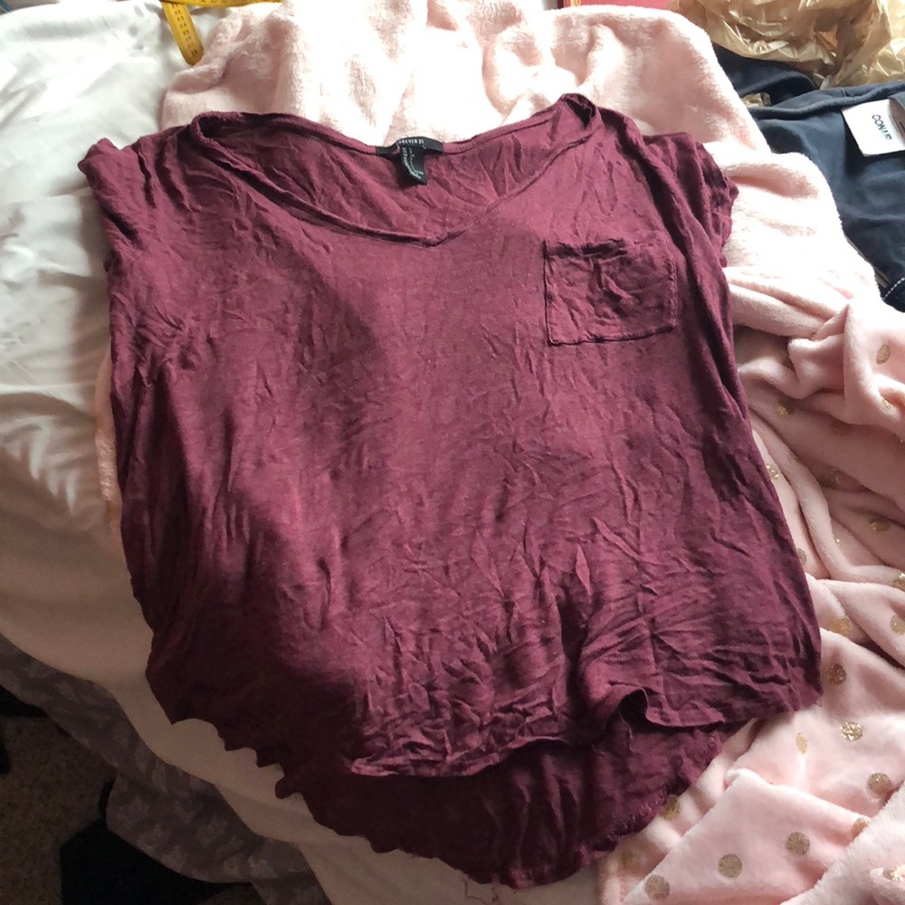 purple t-shirt with pocket